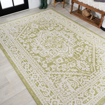 Sinjuri Medallion Textured Weave Indoor/outdoor Area Rug